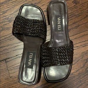 VanEli  leather woven slide.